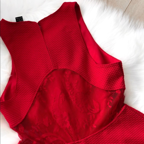 Forever 21 Skater Dress Semi Open Back Ribbed Lace - Picture 6 of 7